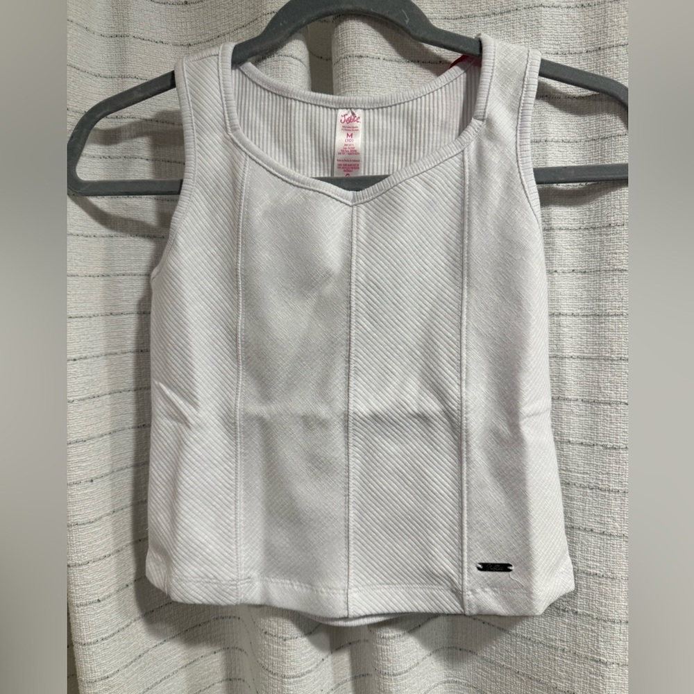 Justice White Textured Tank Top